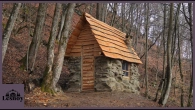Alone build a stone Bushcraft house in the Forest. Start to finish