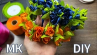 ОБРУЧ З МІНІ- ТРОЯНДАМИ ІЗ АТЛАСНОЇ СТРІЧКИ 5смDIYМК
