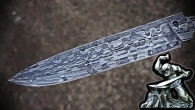 Damascus steel from 72 elements of six old penknives.
