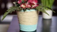 DIY Bucket Planter Decorated With Rope