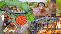 Ultimate Rainforest Survival: Watch Primitive Boy Catch and Cook Big Fish for a Delicious Meal