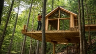 Solo Build: Raised Wooden House Deep in the Forest from Start to Finish