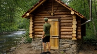 Building a Traditional Log Cabin Deep in the Woods