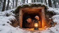 Building a Warm and Cozy Dugout Shelter | Secret Cave Winter Bushcraft