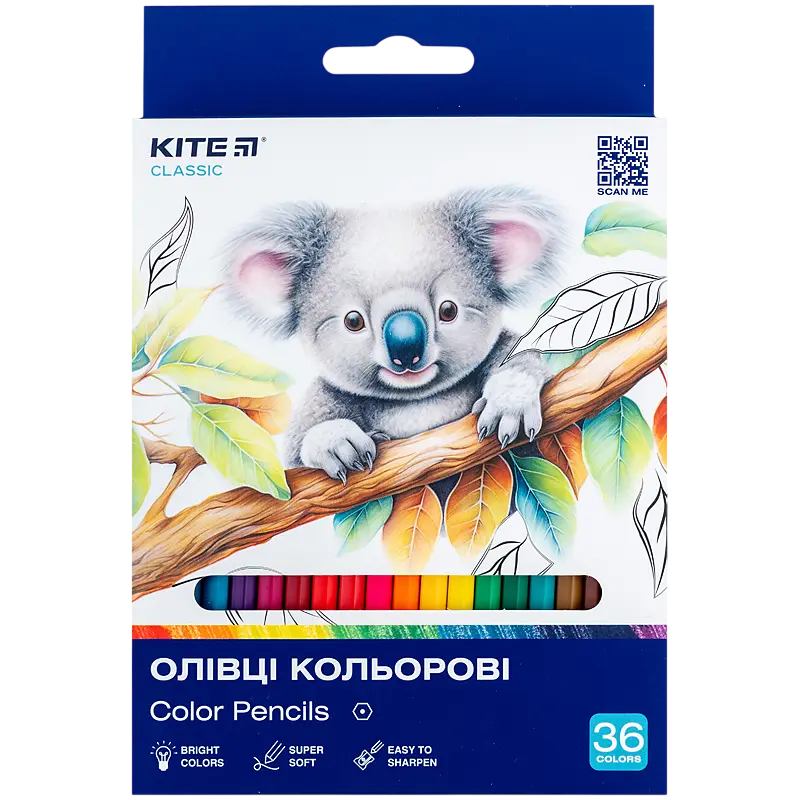 Обкладинка "Олівці кольорові 36 штук Kite Classic"