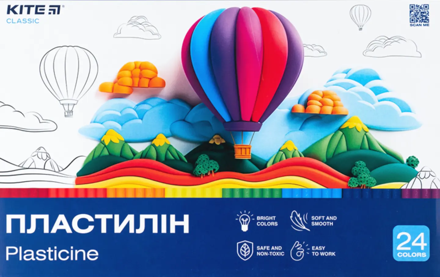 Пластилін 24 кольори Kite Classic