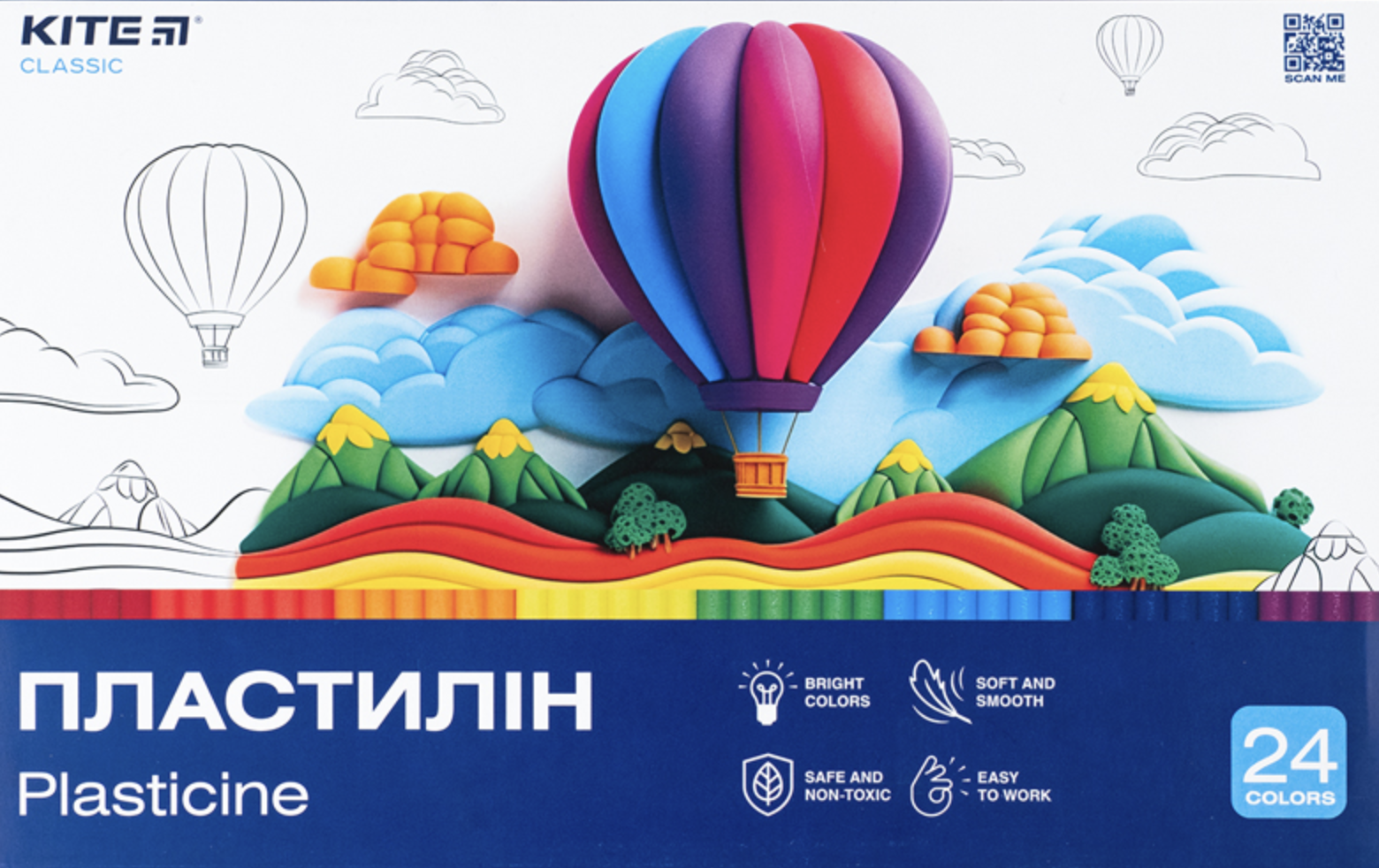 Пластилін 24 кольори Kite Classic