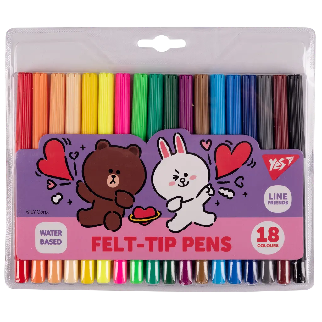 Обкладинка "Фломастери Yes 18 кольорів Line Friends"