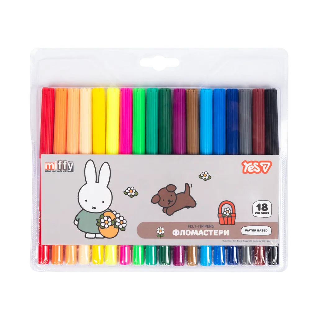Обкладинка "Фломастери Yes 18 кольорів Miffy"