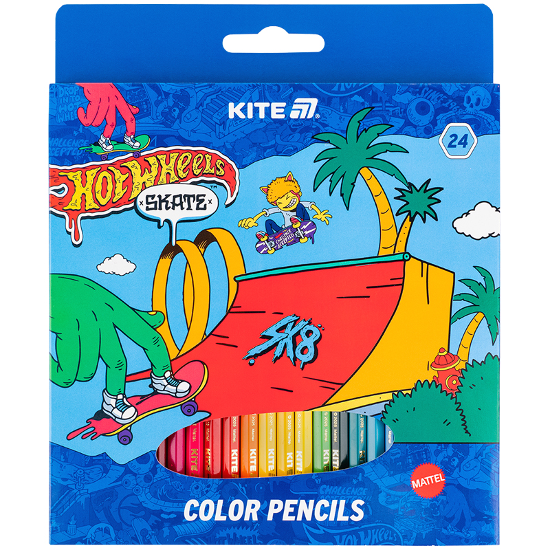 Олівці кольорові Kite Hot Wheels (24 кольори)