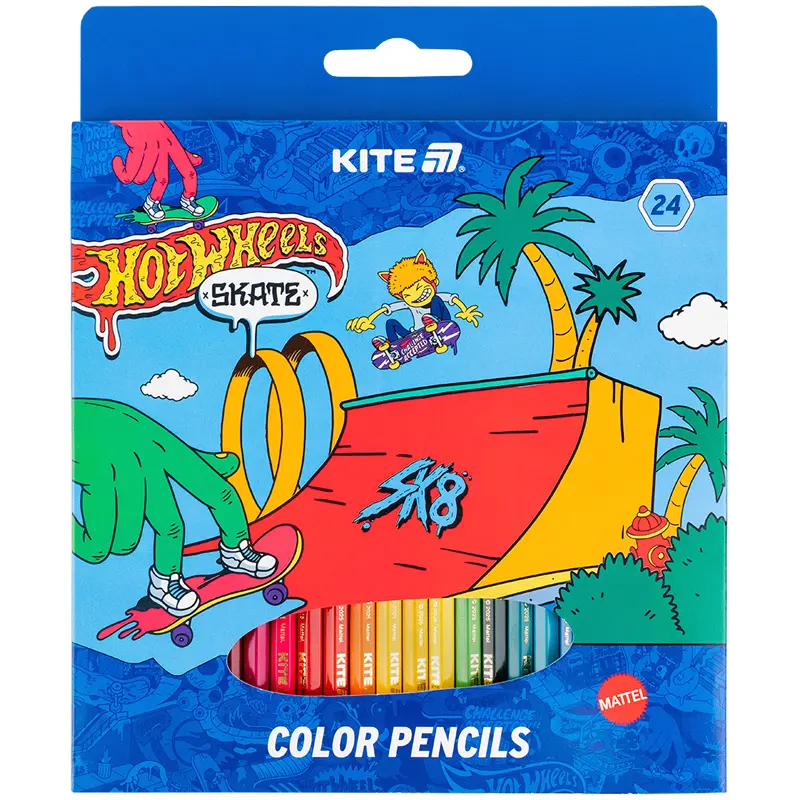 Олівці кольорові Kite Hot Wheels (24 кольори)