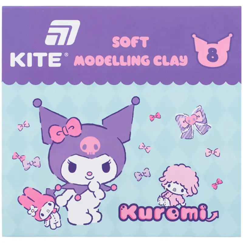 Обкладника "Пластилін восковий Kite Kuromi (8 кольорів, 160 г)" Обкладинка "Пластилін восковий Kite Kuromi (8 кольорів, 160 г)"