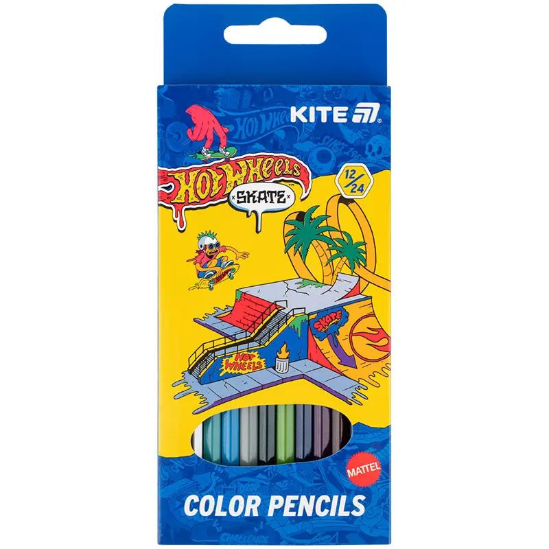 Олівці кольорові двосторонні Kite Hot Wheels (12 штук/24 кольори)