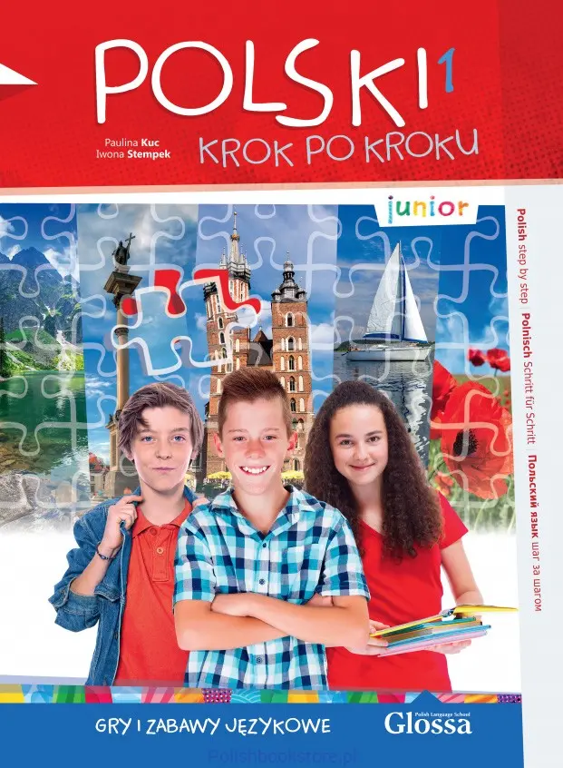 Обкладника "Polski, krok po kroku Junior 1 Gry i zabawy językowe" Обкладинка "Polski, krok po kroku Junior 1 Gry i zabawy językowe"