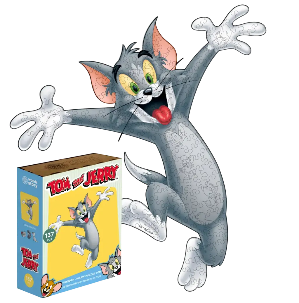 Обкладинка "Фігурний дерев'яний пазл Tom & Jerry Том (XL / А3)"
