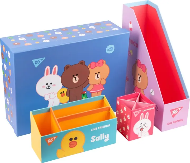 Настільний органайзер в наборі YES Line Friends картонний, 4 предмети