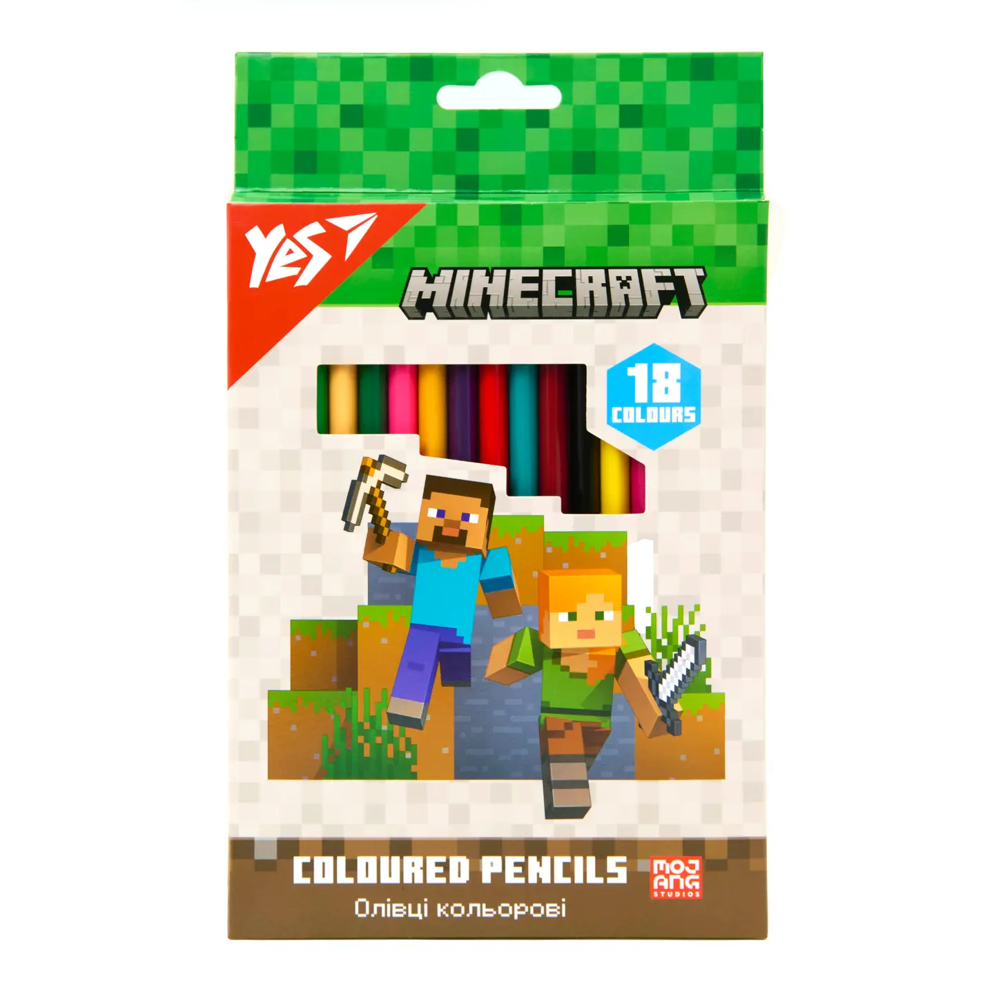 Олівці кольорові YES 18 кольорів Minecraft