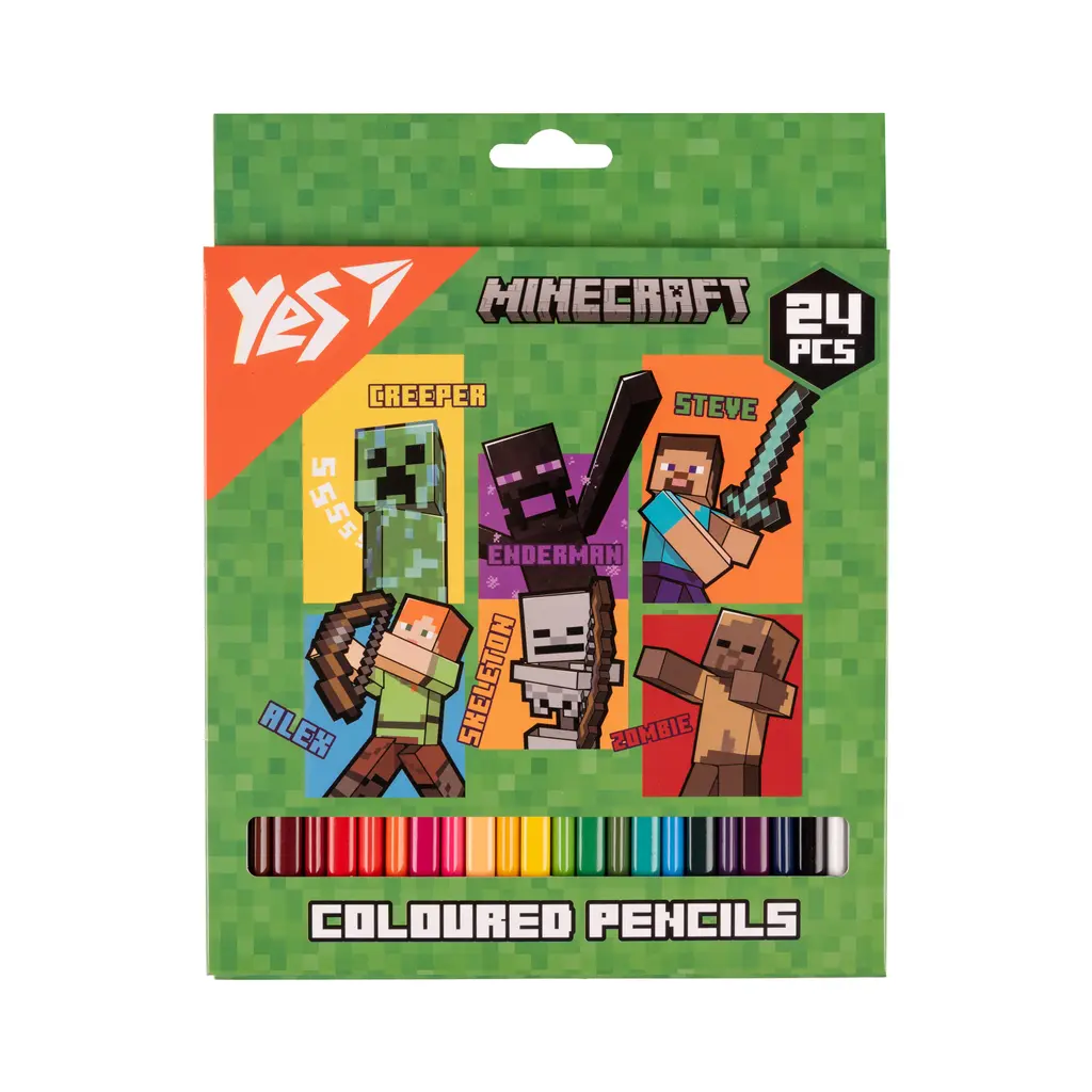 Обкладинка "Олівці кольорові YES 24 кольорів Minecraft.Heroes"