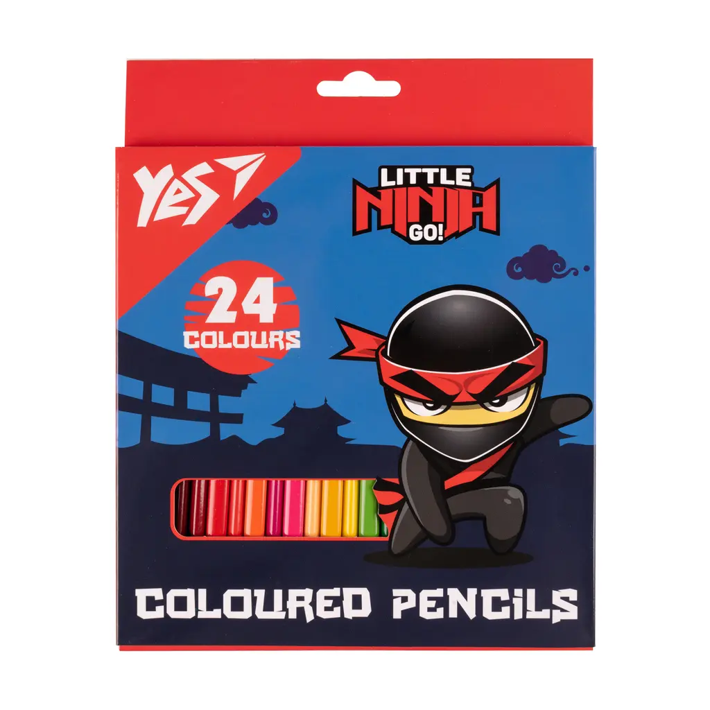Обкладника "Олівці кольорові YES 24 кольорів Ninja, синій" Обкладинка "Олівці кольорові YES 24 кольорів Ninja, синій"