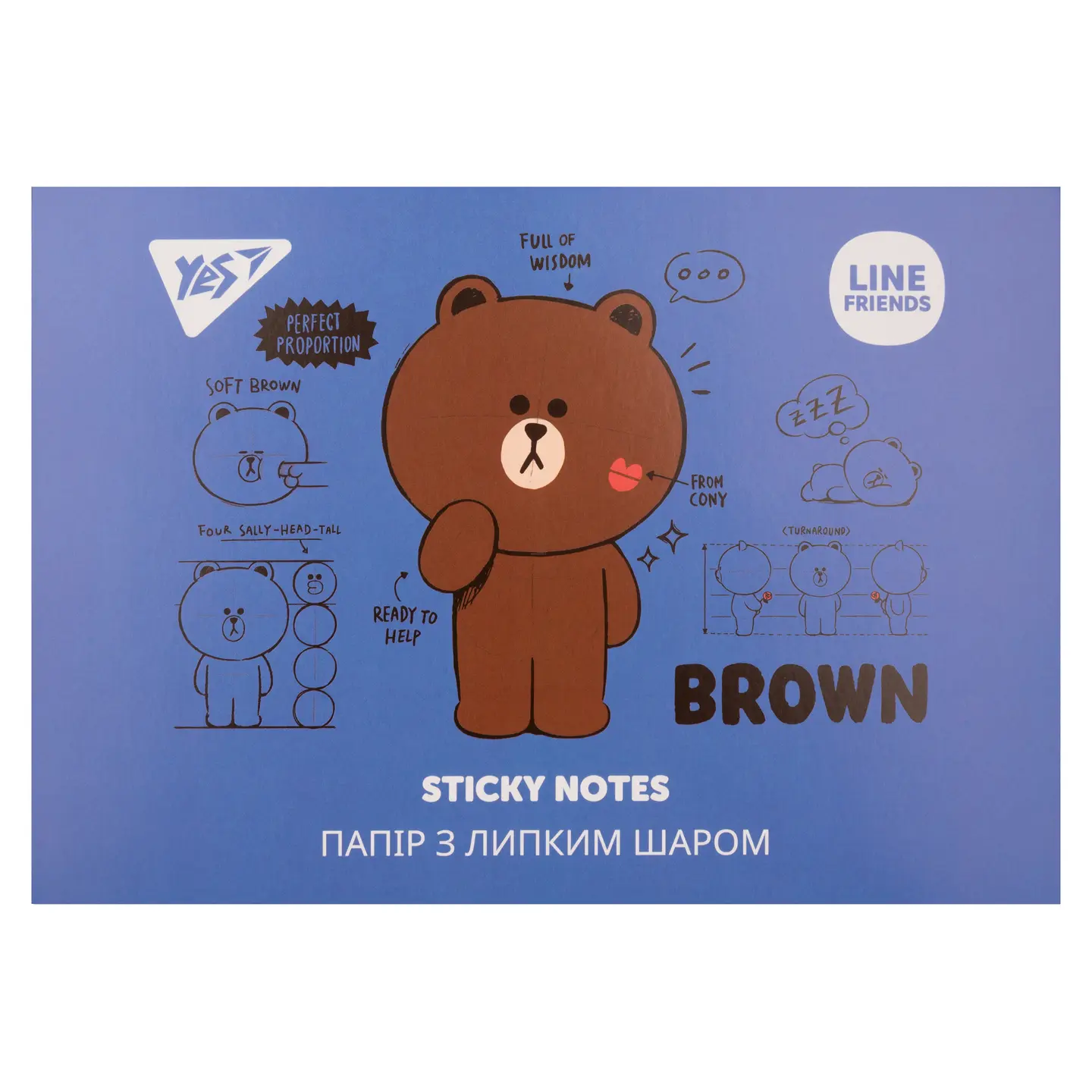 Папір з липким шаром YES Line Friends в наборі, 140 аркушів (7х20)