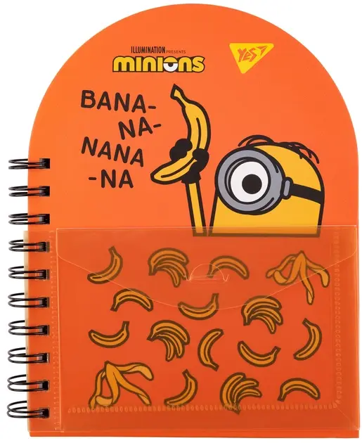 Блокнот YES В6+/100 подв. cпіраль з пласт. кишенею Minions, крапка