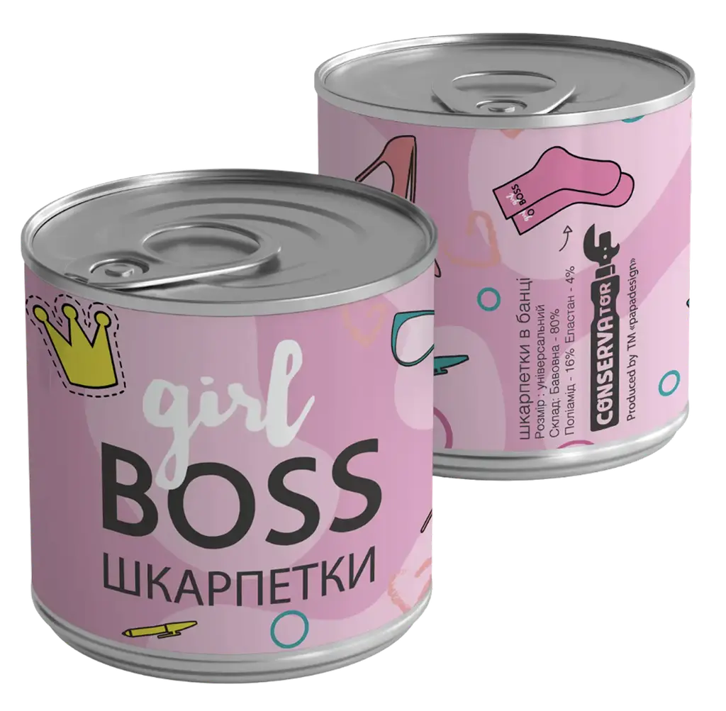 Обкладника "Консерва-шкарпетка «Girl boss» 36-40" Обкладинка "Консерва-шкарпетка «Girl boss» 36-40"