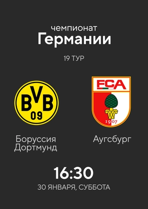 Round 19. Borussia Dortmund — Augsburg. 3-1 Highlights