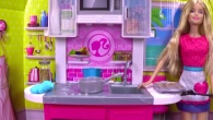 Barbie doll is cooking with toy food! Play Toys kitchen story