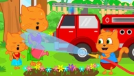 Cats Family in English - Fire Truck Made A Shower Animation