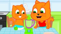 Cats Family in English - Mix Fruits In A Blender Cartoon for Kids