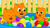 Cats Family in English - Pool Of Rainbow Balls Cartoon for Kids