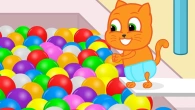 Cats Family in English - Ball Jumping Competition Cartoon for Kids