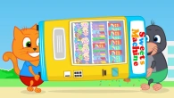 Cats Family in English - Food Machine Cartoon for Kids