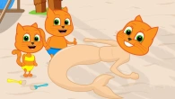 Cats Family in English - Sand Mermaid Cartoon for Kids