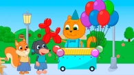 Benny Mole and Friends - Cat Gives Rainbow Balloons Cartoon for Kids