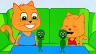 Família de Gatos - Alien Verde Desenho Animado em Português Brasil