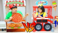 Boram vs Konan play with Pizza Stor Toy and Ice Cream Truck