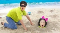 Boram had a Fun Day on the Beach! Playing with Dad and Sand